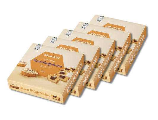 5 x Delicato Kanelbullekaka 4-Pack 200g (7.05 oz) – Swedish Cinnamon Bun Cakes