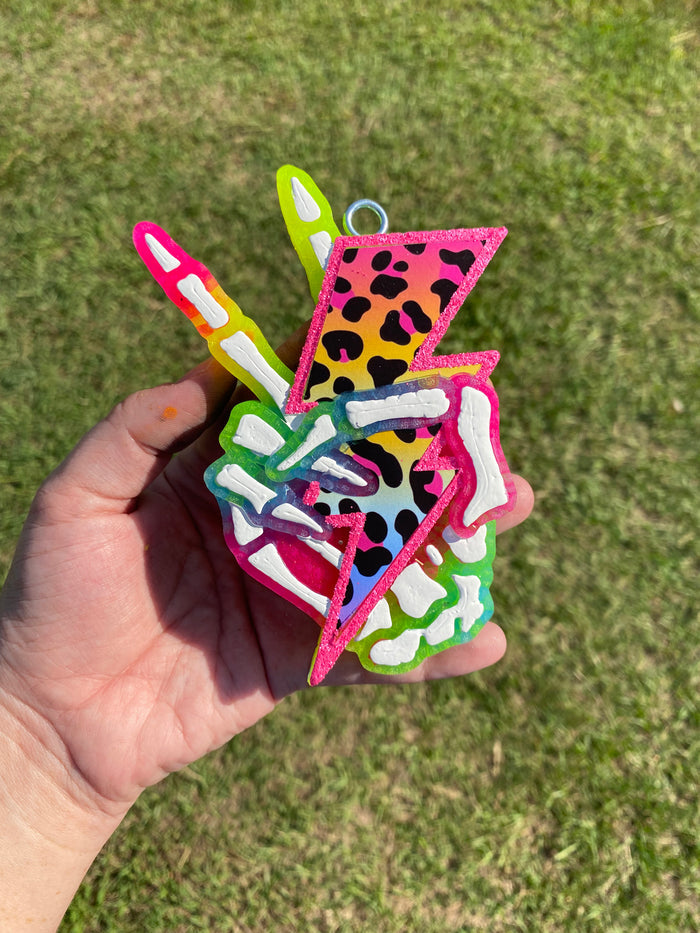 Skeleton Peace Lightning Bolt Freshie