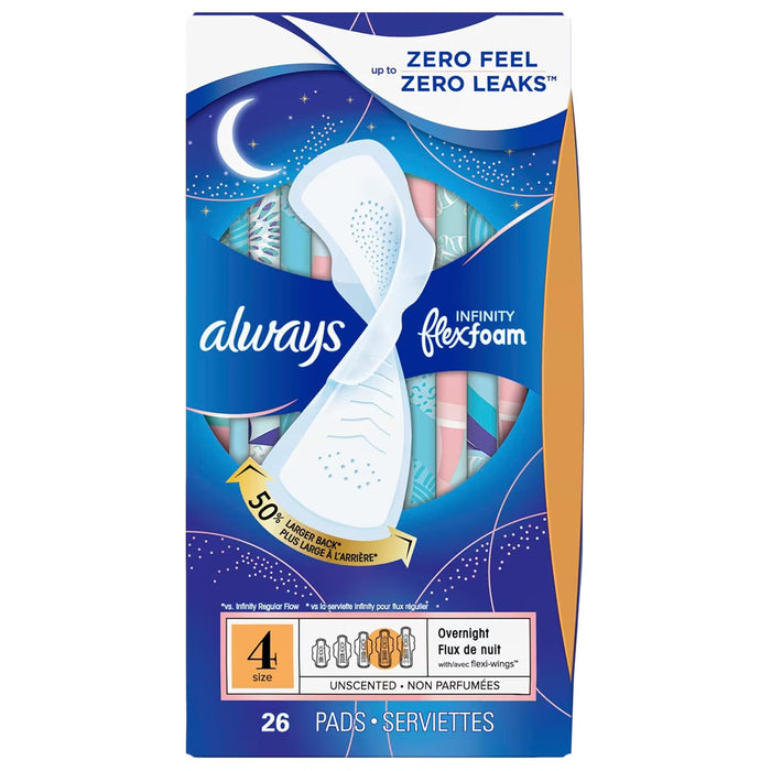 Always Infinity FlexFoam Size 4 Pads with Wings - 26 Ct - 6 Pack