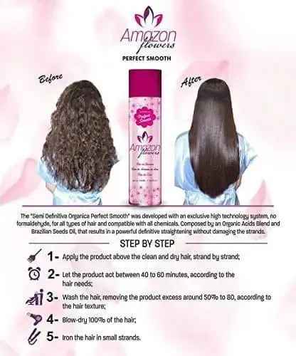 Amazon Flowers Perfect Smooth Brazilian Organic Hair Straightener 1000 ML - DOKAN