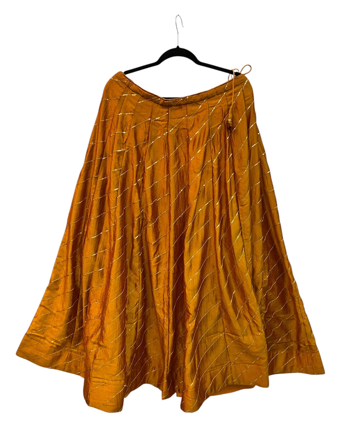 Amber Yellow -  Dupion Silk Lehenga Set  - Garba / Dandia , Mehndi / Sangeet / Weddings - Size UK 12 (38" Bust) Adjustable to Size 14 - UK Stock - 24h Dispatch - AF2506 09TY25