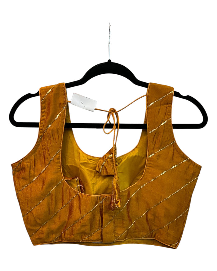 Amber Yellow -  Dupion Silk Lehenga Set  - Garba / Dandia , Mehndi / Sangeet / Weddings - Size UK 12 (38" Bust) Adjustable to Size 14 - UK Stock - 24h Dispatch - AF2506 09TY25