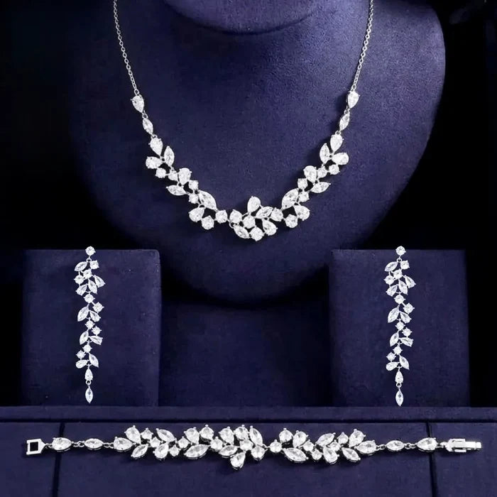 Elegant CZ Bridal 3-Piece Jewelry Set - Silver, Gold & Rose Gold