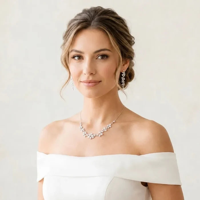 Elegant CZ Bridal 3-Piece Jewelry Set - Silver, Gold & Rose Gold