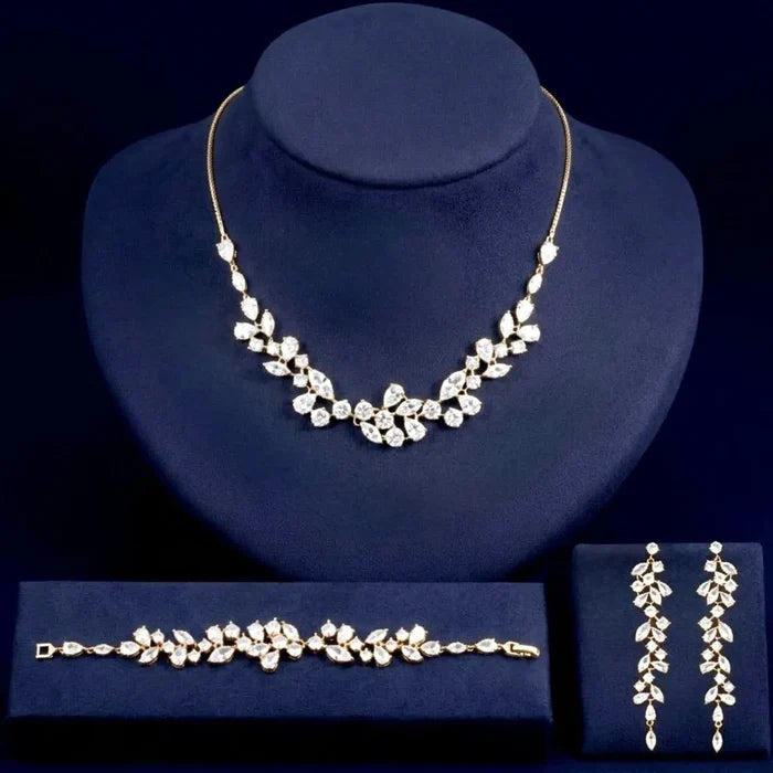 Elegant CZ Bridal 3-Piece Jewelry Set - Silver, Gold & Rose Gold