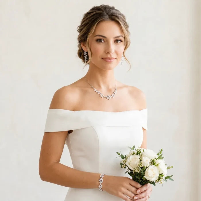 Elegant CZ Bridal 3-Piece Jewelry Set - Silver, Gold & Rose Gold