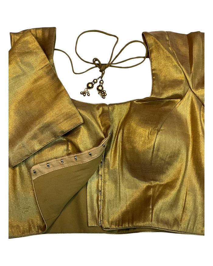 Antique Gold - Silky Saree blouse - UK Stock - Next Day / 2-3 Days Delivery - Size 34"-46" - XS, S, M, L, XL, XXL - VFL289 R