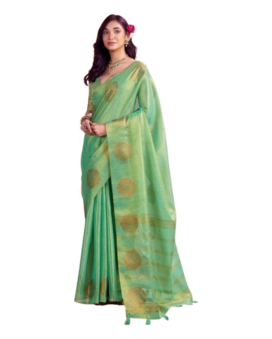 Apple Green - Traditional Silky Fancy Saree with Blouse Piece - UK Stock - 2/3 days Delivery  12KT25 RP478