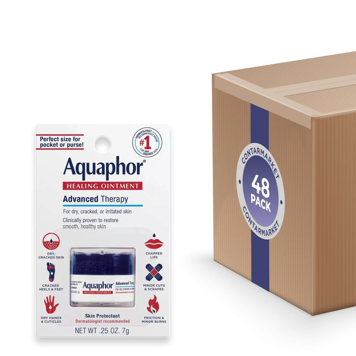 Aquaphor - Mini Jar, Advanced Therapy, Moisturizer, Unscented 0.25 Oz - 48 Pack