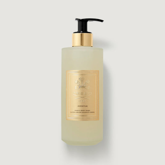 Creed Aventus Hand & Body Wash 300ml pump bottle with gold label - Front View | Creed Boutique