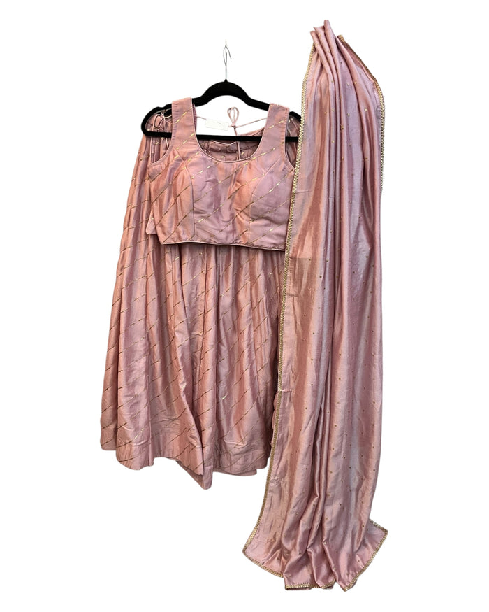 Baby Pink -  Dupion Silk Lehenga Set - Garba / Dandia , Mehndi / Sangeet / Weddings - Size UK 12 (38" Bust) Adjustable to Size 14 - UK Stock - 24h Dispatch - AF2506 09TY25