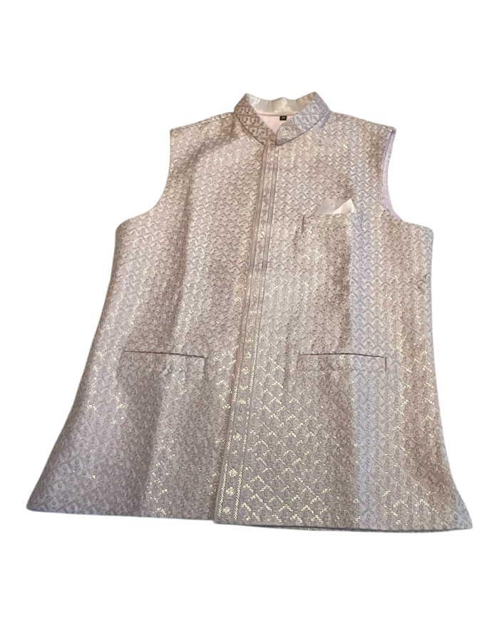 Baby Pink - Premium Self All Over Embroidered - Mens Indian Waistcoat - UK Stock - 24 hr Dispatch - KCS4787 03KR26