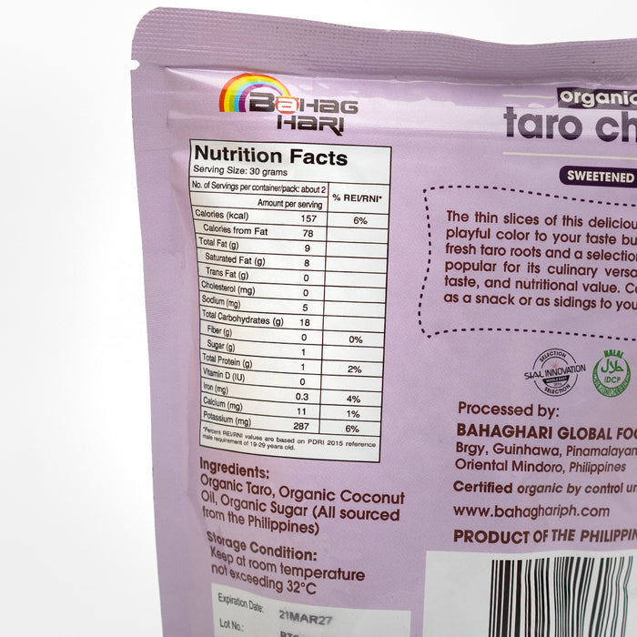 Bahaghari Organic Sweetened Taro Chips 50g