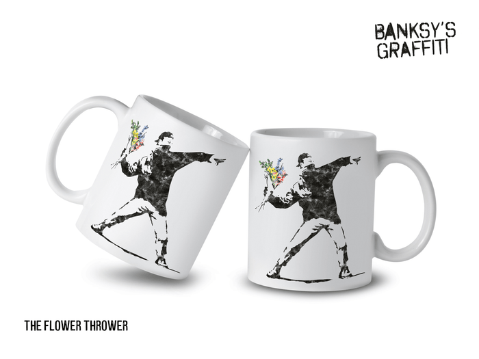 Banksy's Graffiti - Banksy Ceramic Mug 325ml - The Flower Thrower
