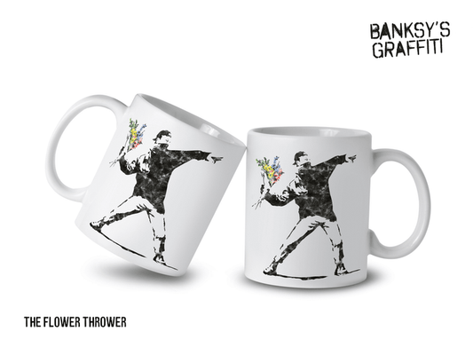 Banksy's Graffiti - Banksy Ceramic Mug 325ml - The Flower Thrower