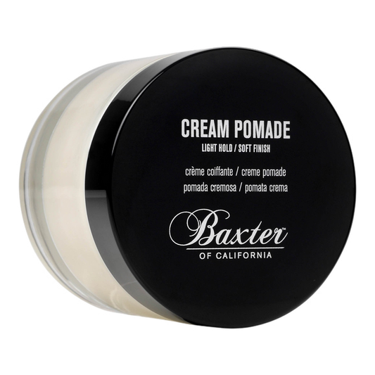Baxter of California Cream Pomade lys cremefarget hårkrem med lett hold og soft finish i gjennomsiktig beholder