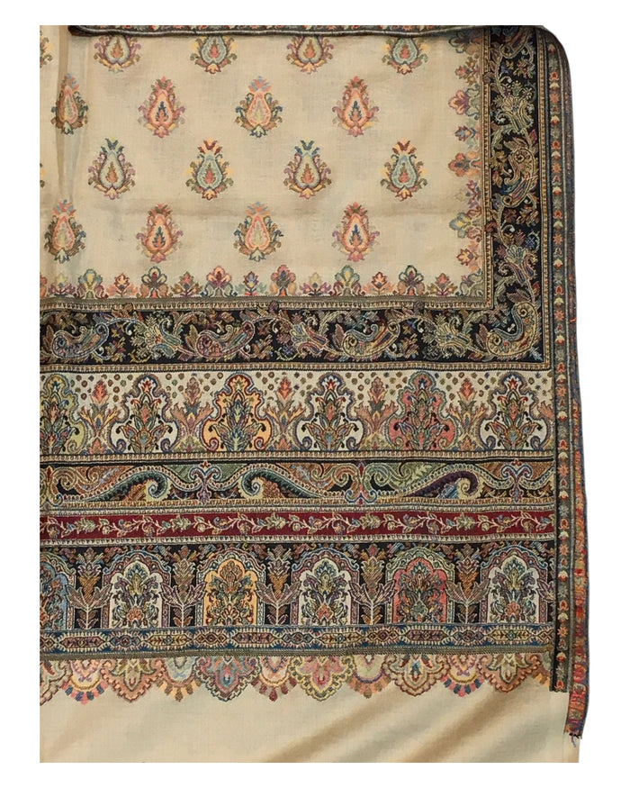 Beige - Soft Art Wool Handloom Woven Shawl - (P350) 11KY24 NTC2414