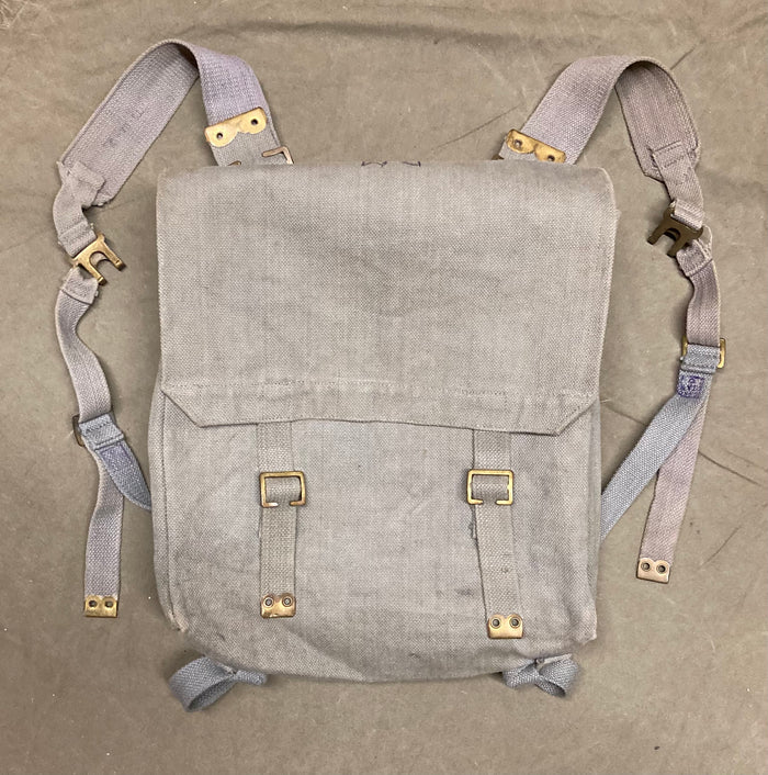 Belgian Air Force P37 Large Pack with Straps – Blue-Gray Cotton Canvas, Cold War Surplus