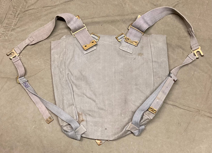 Belgian Air Force P37 Large Pack with Straps – Blue-Gray Cotton Canvas, Cold War Surplus