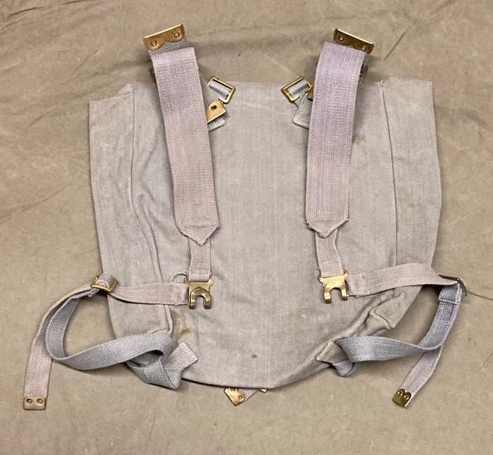 Belgian Air Force P37 Large Pack with Straps – Blue-Gray Cotton Canvas, Cold War Surplus