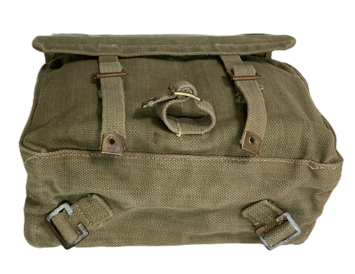 Belgian Army P37 Haversack – Light Green Post-WWII Canvas Surplus, 3-Compartment