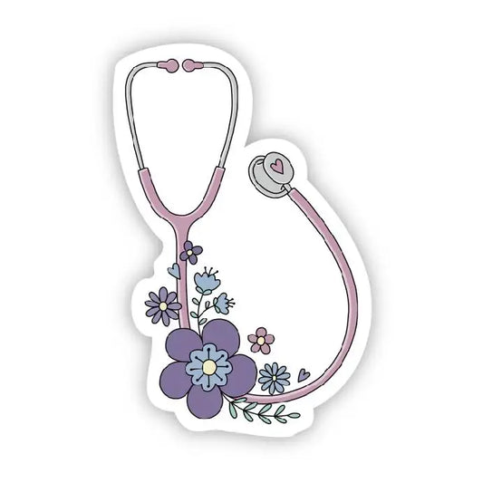 Big Moods Floral Stethoscope Vinyl Sticker