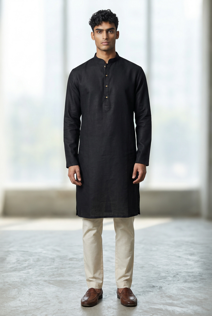 Black - Fantastic Mens Indian Kurta set - Weddings / Walimas , Sangeet, Eid, Mehndi / Henna - NAD2501 01KV25