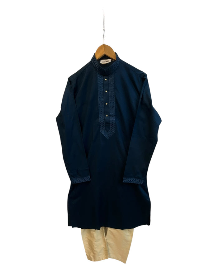 Blue - Well Made Mens Indian Kurta set - UK Stock - Weddings / Walimas , Sangeet, Diwali, Eid, Mehndi / Henna - NAD25709 KH