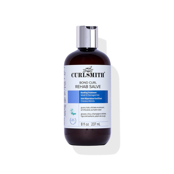 Bottle of Curlsmith Bond Curl Rehab Salve on a white background