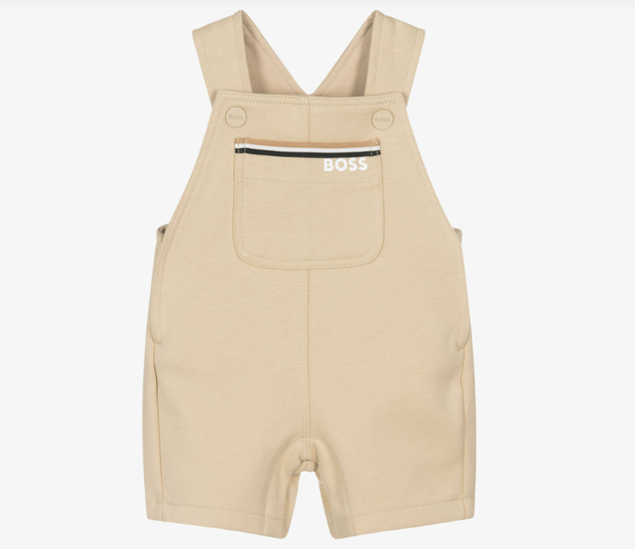 BOSS Baby Boys Beige Cotton Dungaree Shorts