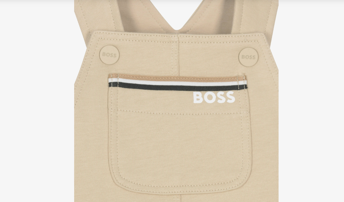 BOSS Baby Boys Beige Cotton Dungaree Shorts