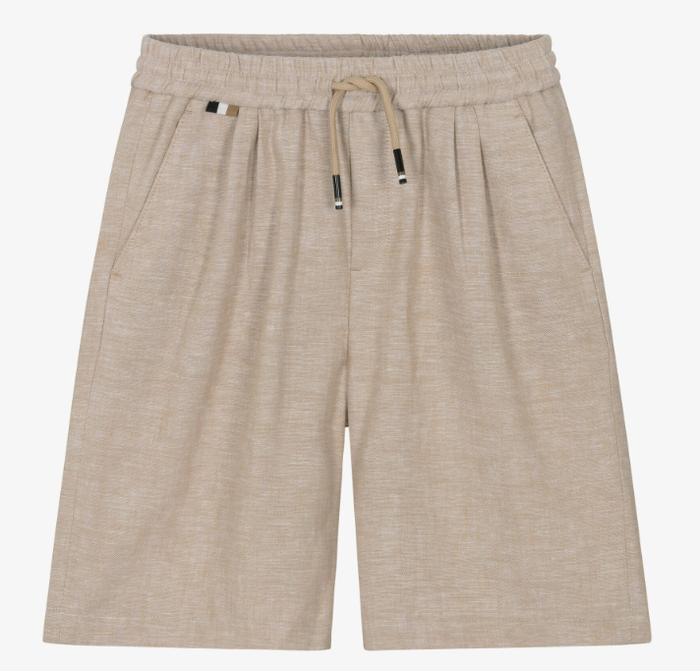 BOSS Boys Beige Linen Mix Drawstring Shorts