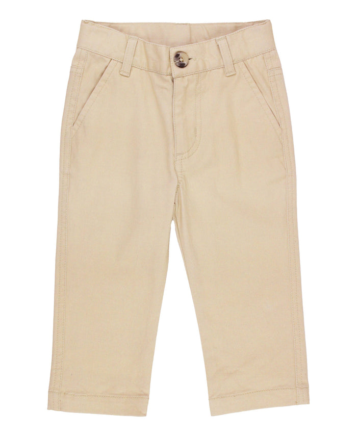 Boys Khaki Stretch Chino Pants: Off-White / 3-6m