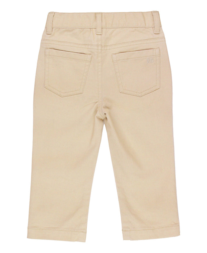 Boys Khaki Stretch Chino Pants: Off-White / 3-6m