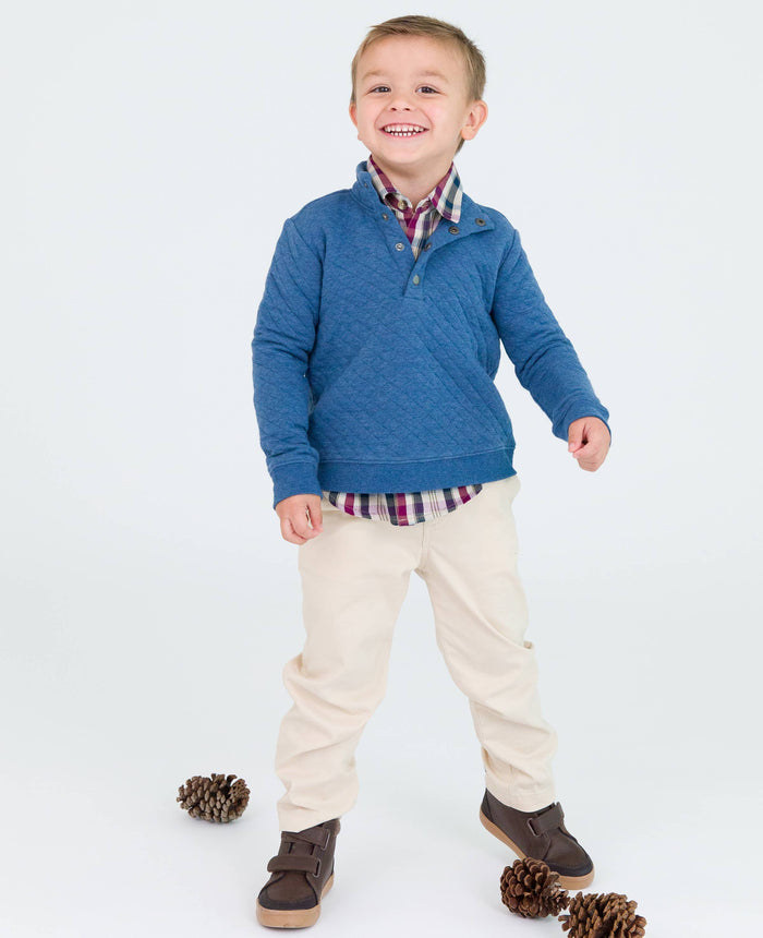 Boys Khaki Stretch Chino Pants: Off-White / 3-6m
