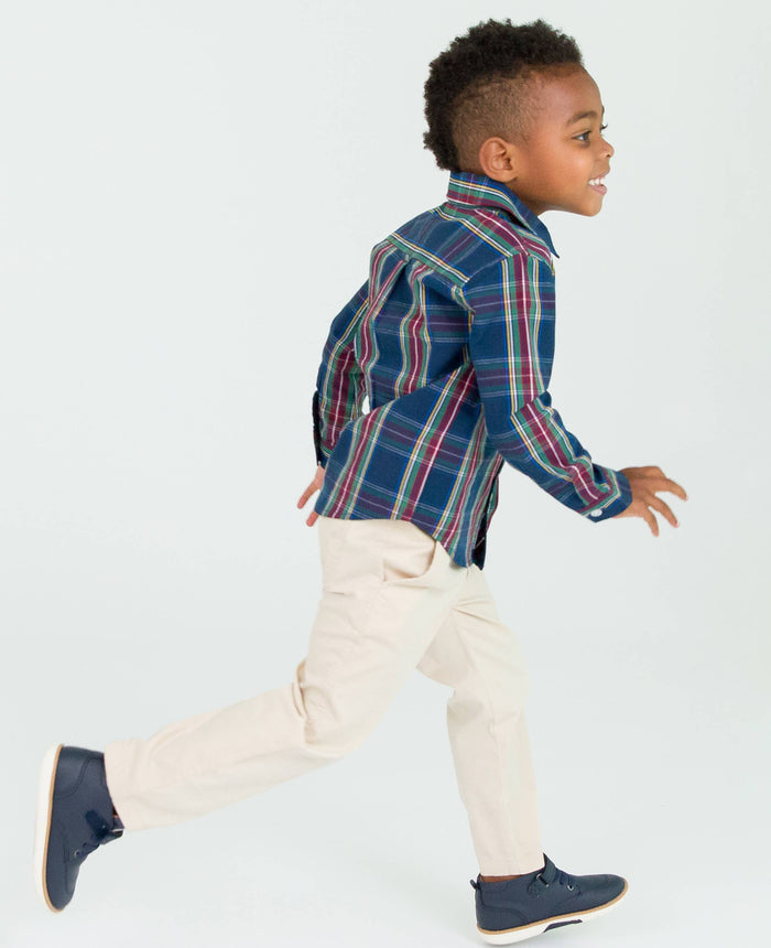 Boys Khaki Stretch Chino Pants: Off-White / 3-6m