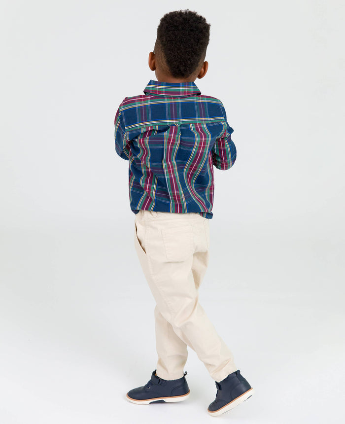 Boys Khaki Stretch Chino Pants: Off-White / 3-6m