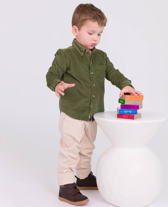 Boys Khaki Stretch Chino Pants: Off-White / 3-6m