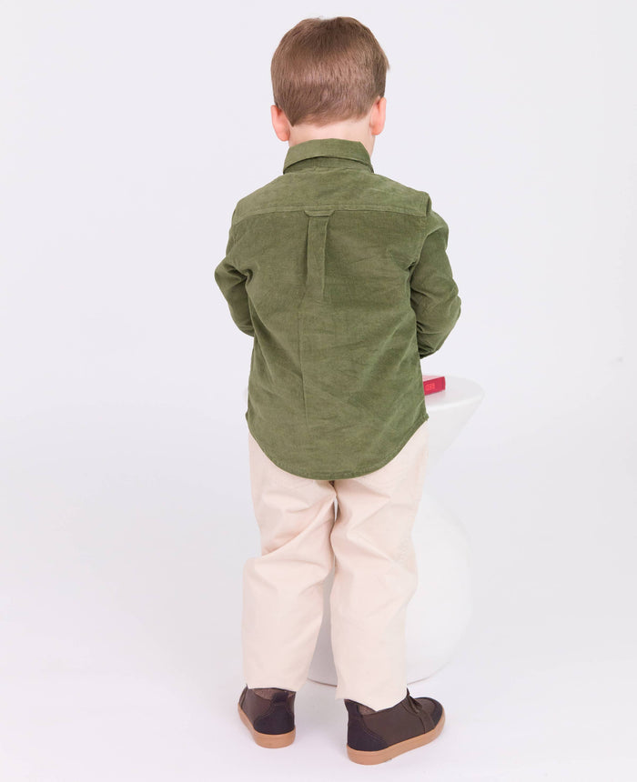 Boys Khaki Stretch Chino Pants: Off-White / 3-6m