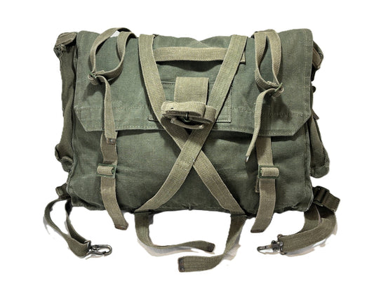 British P58 Mk.1 Field Pack – Rare 1st Issue, 12"x15.5"x5", Crimped Strap Tips, Cold War Surplus