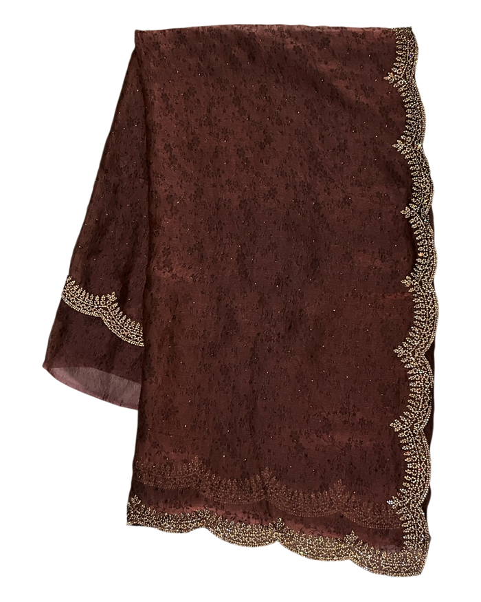 Bronze / Brown - Classic Saree with Stone Work and Blouse Piece - UK stock - 24hr Dispatch - RS2521 TT