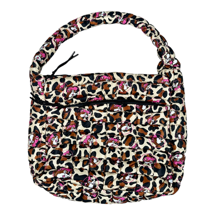 Buc-ee's Pink Leopard Puffy Tote Bag - spacious main pocket