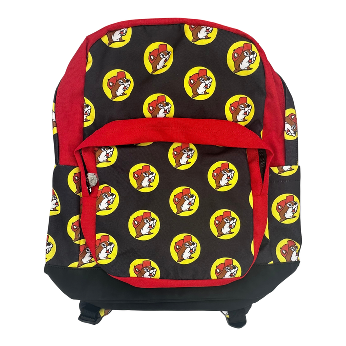 Black and red school backpack - playful design with unique pattern
