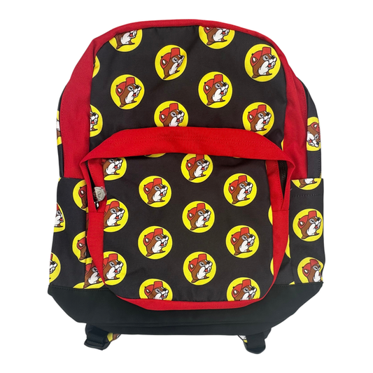 Black and red school backpack - playful design with unique pattern