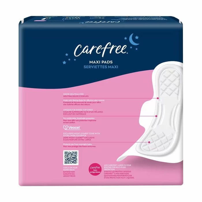 Carefree Maxi Overnight Pads with Wings  28 Pads – 4 Pack