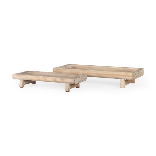 Carver Rectangular White Washed Wood Tray| Two Sizes - Magnolia Lane co. Home + Garden + Gift