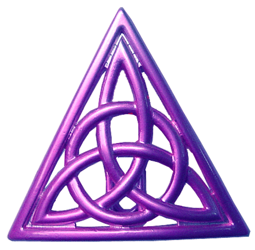 Purple Celtic triangle hair hook, front view