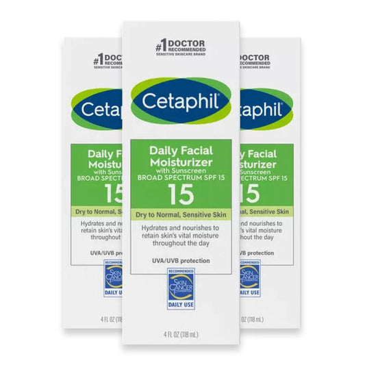 Cetaphil Daily Facial Moisturizer SPF 15, Fragrance Free - 4 fl oz - 3 Pack - OPEN BOX -