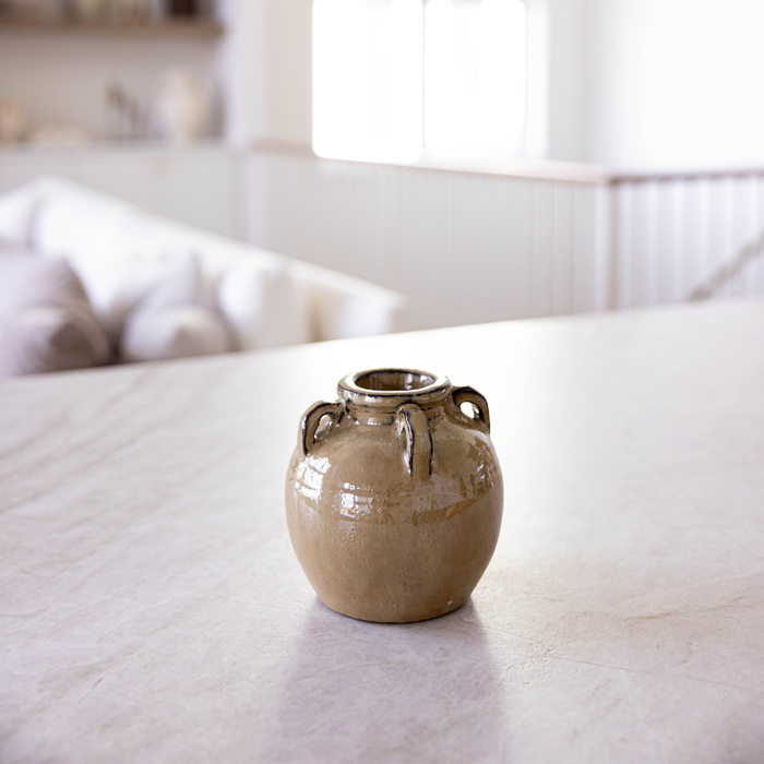 Chevalier Cream Glazed Vase With Handles - Magnolia Lane co. Home + Garden + Gift