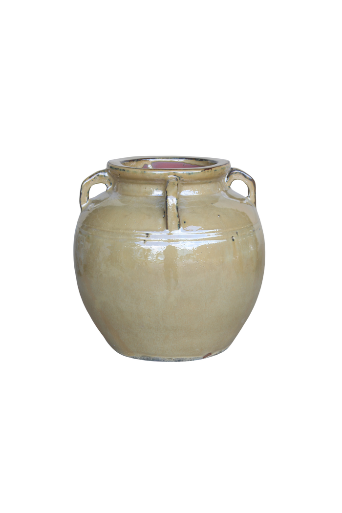 Chevalier Cream Glazed Vase With Handles - Magnolia Lane co. Home + Garden + Gift